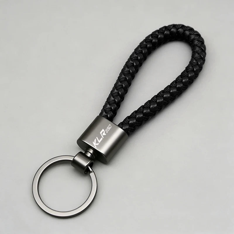 Braided Rope Aluminum Keychain for Kawasaki KLR 650 – Moto & Car Key Fob