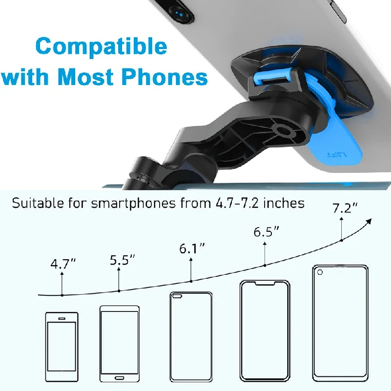 Shockproof Bike & Motorcycle Phone Mount – Rotating Handlebar Holder | 4.7–7.2" (5 Configs)