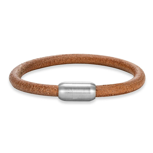 Pulsera de cuero auténtico – Broche magnético de acero inoxidable | Estilo vintage para hombre