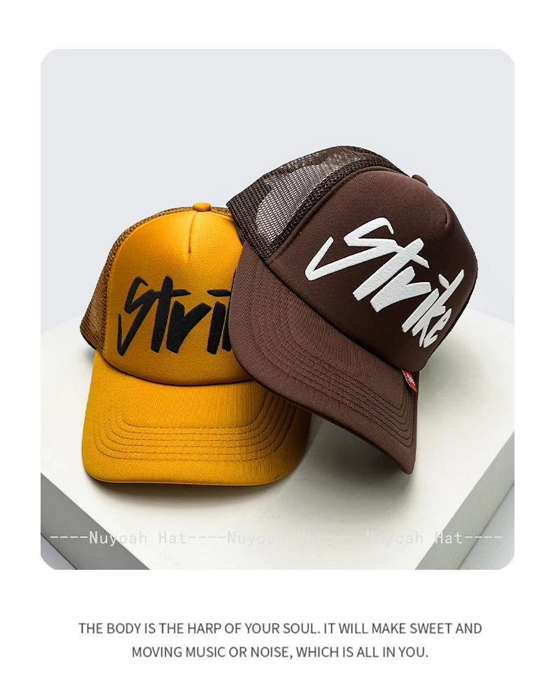 Strike Printed Letter Trucker Cap, Unisex