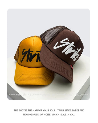 Strike Printed Letter Trucker Cap, Unisex