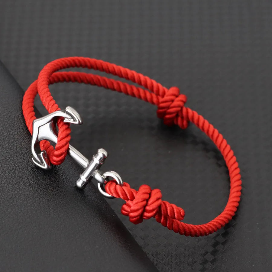 Pulsera de Cuerda con Ancla Marina – Hecha a Mano Ajustable | Estilo Playa y Surf