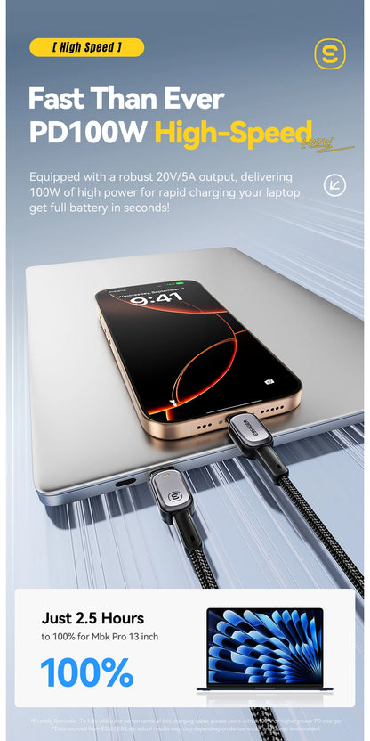 USB-C to USB-C Cable with LED Display 100W - Smart Fast Charging Cable | Universal Devices