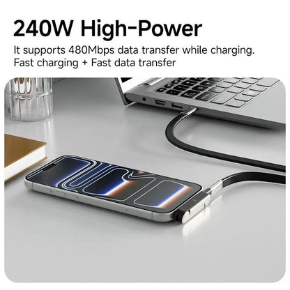 Cable USB-C de 240 W con soporte para teléfono: carga ultrarrápida y transferencia de datos de 480 Mbps