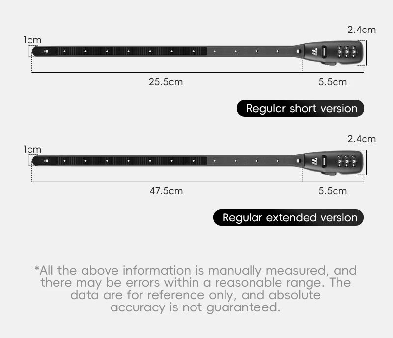 Portable Cable Combination Lock - Zinc Alloy, 3-Digit, 31cm & 53cm, Helmet & Bike