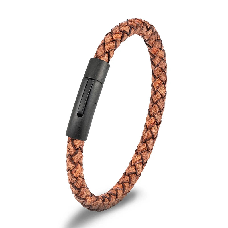 Braided Leather Bracelet with Magnetic Clasp - Premium Golf Accessory