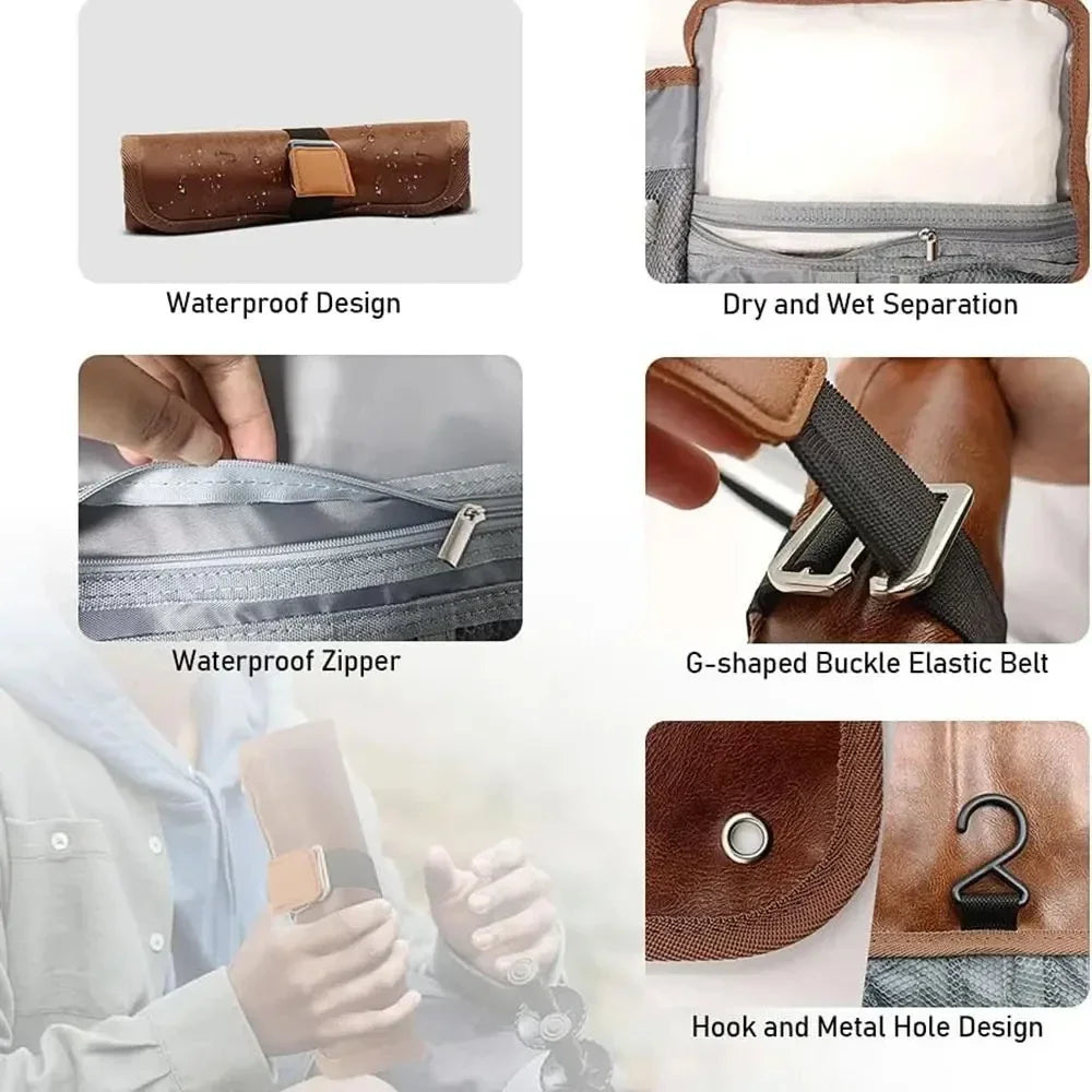 Neceser de piel premium para hombre - Kit de viaje resistente al agua