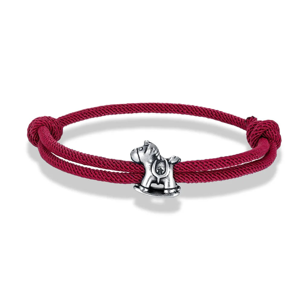Equestrian Spirit Bracelet Stainless Steel Horse Charm on Adjustable Rope deideas