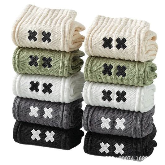 Cotton Crew Socks 5-Pack – Mixed Colors | Soft, Fresh & Everyday Elegant
