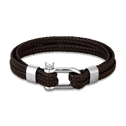 Pulsera Náutica de Ancla - Cuero Trenzado, Acero Inoxidable, 5 Colores, 3 Tallas, Unisex