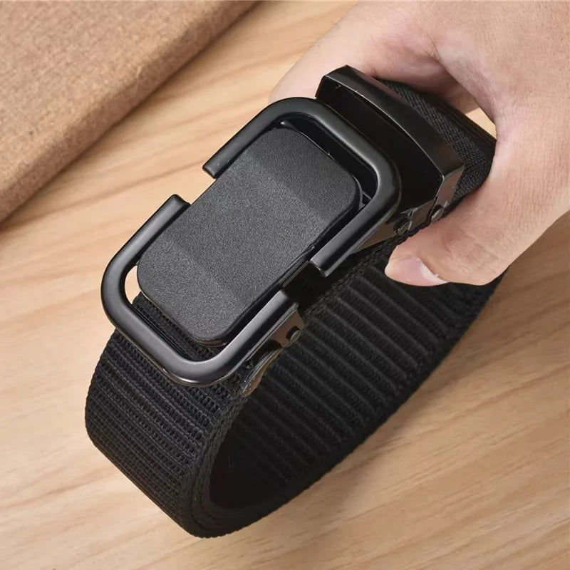Nylon Belt with Automatic Metal Buckle - 120cm, 6 Colors, Unisex