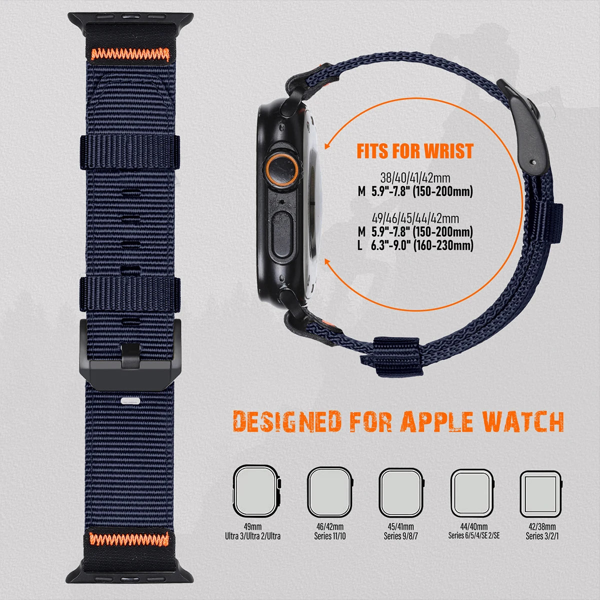 Nylon Apple Watch Band, 38–49mm Adjustable