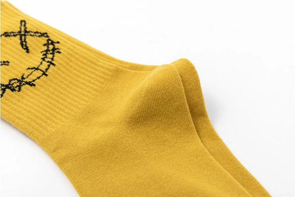 Calcetines Crew Bordados Paquete de 3 - Algodón, EU 36-44, 10 Combinaciones de Colores, Unisex