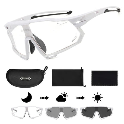 Photochromic Cycling Sunglasses - UV400, 152mm Wide, CE Certified, With/Without Case