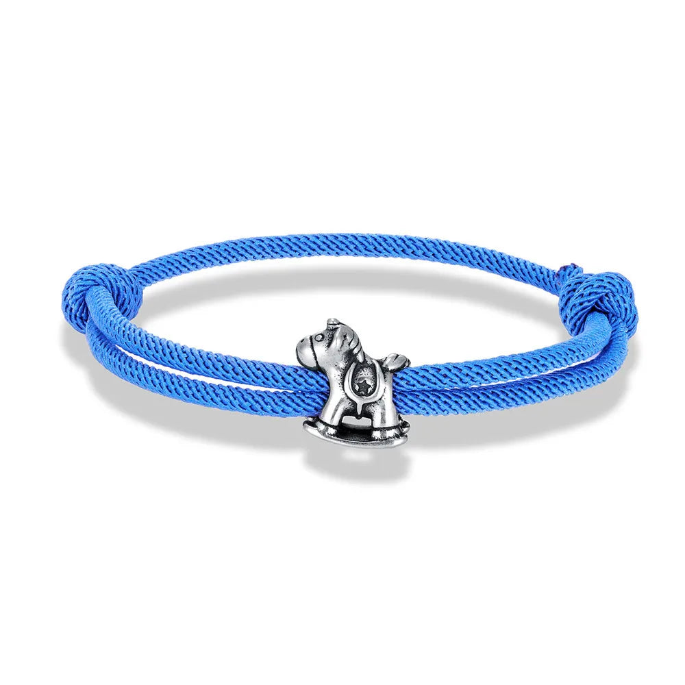 Equestrian Spirit Bracelet Stainless Steel Horse Charm on Adjustable Rope deideas