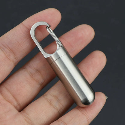 Waterproof Stainless Steel Pill Keychain Container - Portable Medicine Holder, 3 Sizes
