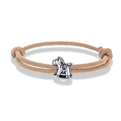 Equestrian Spirit Bracelet Stainless Steel Horse Charm on Adjustable Rope deideas