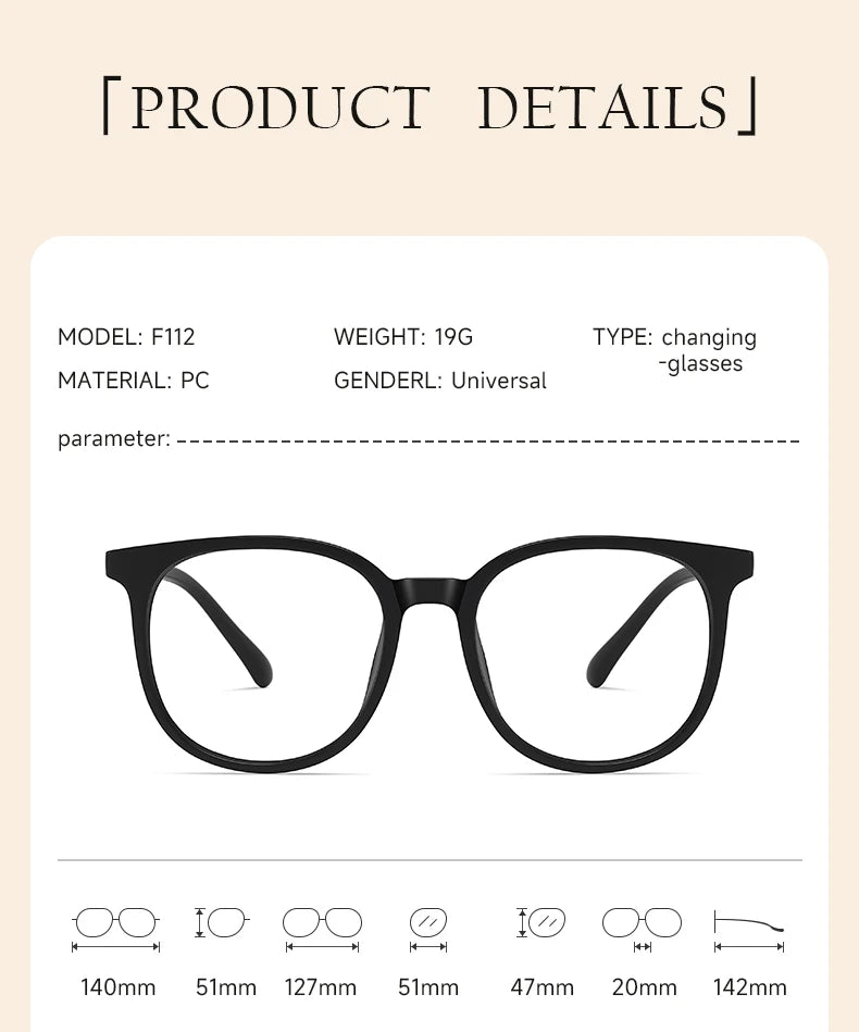 Gafas de sol fotocromáticas de montura grande - Gafas de moda UV400 para oficina y exterior