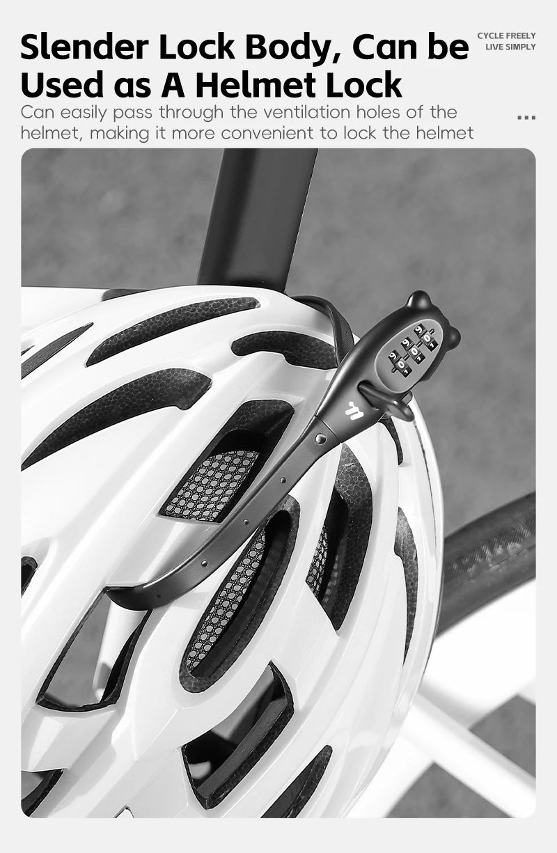 Portable Cable Combination Lock - Zinc Alloy, 3-Digit, 31cm & 53cm, Helmet & Bike