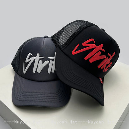 Strike Printed Letter Trucker Cap, Unisex