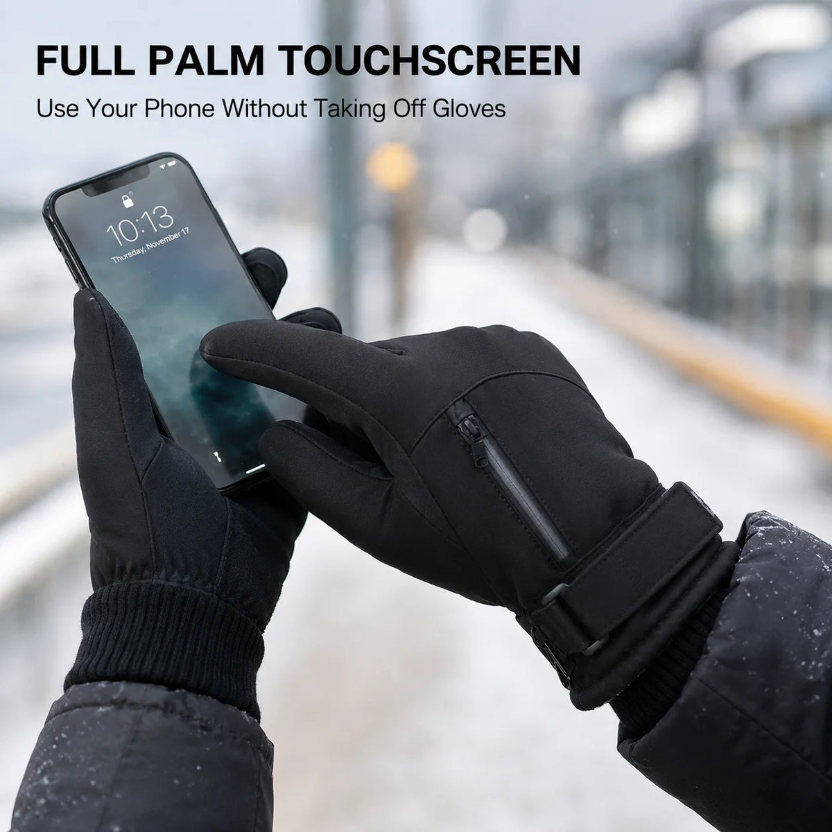Winter Ski Gloves, Touchscreen & Windproof