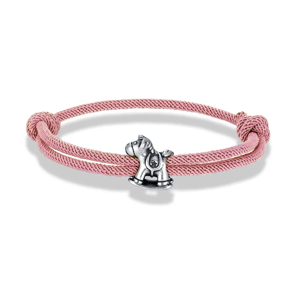 Equestrian Spirit Bracelet Stainless Steel Horse Charm on Adjustable Rope deideas