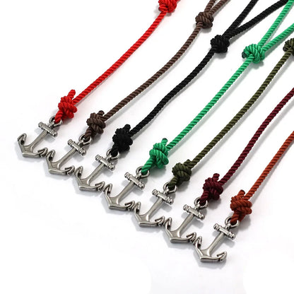Pulsera de Cuerda con Ancla Marina – Hecha a Mano Ajustable | Estilo Playa y Surf