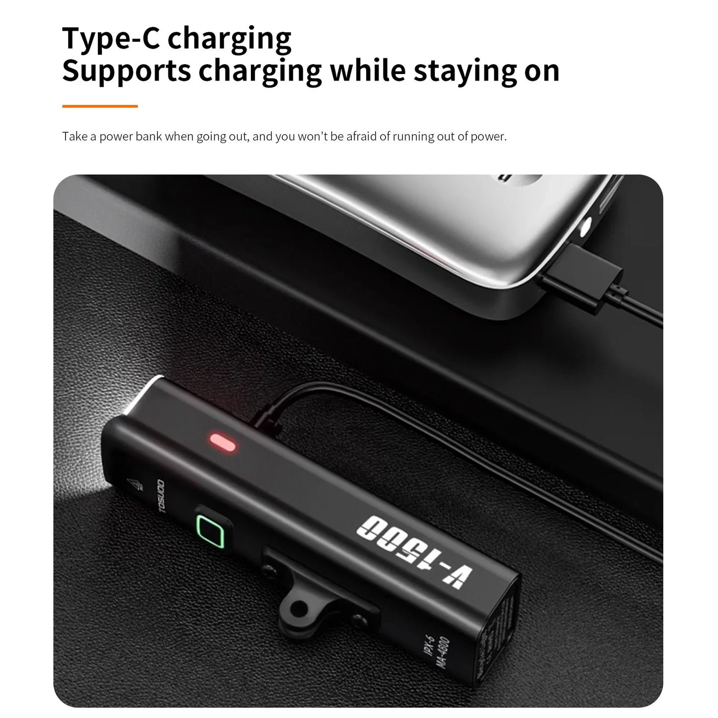 Rechargeable Bike Light - Up to 1500 Lumens, IPX6, 4800mAh, USB, 6 Models