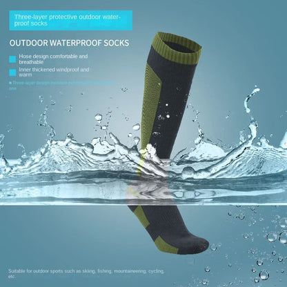 Waterproof Knee-High Hiking Socks - Warm Knit Nylon, Euro 37-50, 2 Colors