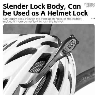 Portable Cable Combination Lock - Zinc Alloy, 3-Digit, 31cm & 53cm, Helmet & Bike