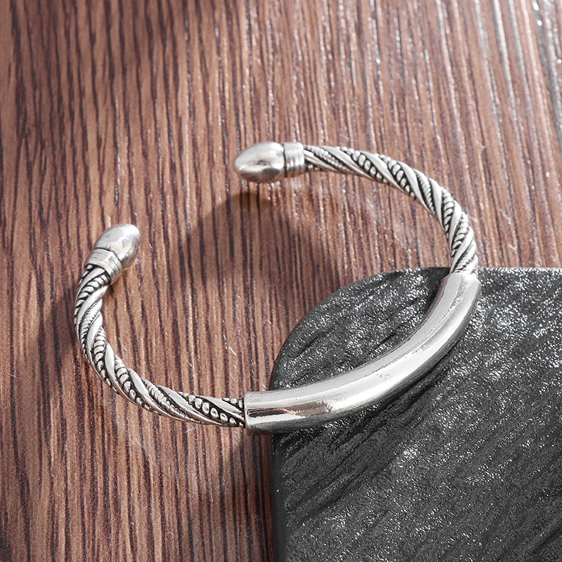 Feather Cuff Bracelet Adjustable Metal Bangle for Men & Women
