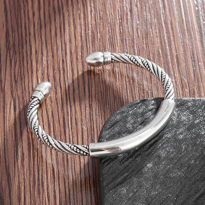 Feather Cuff Bracelet Adjustable Metal Bangle for Men & Women