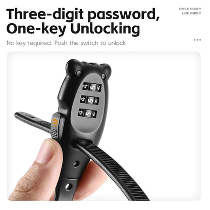 Portable Cable Combination Lock - Zinc Alloy, 3-Digit, 31cm & 53cm, Helmet & Bike