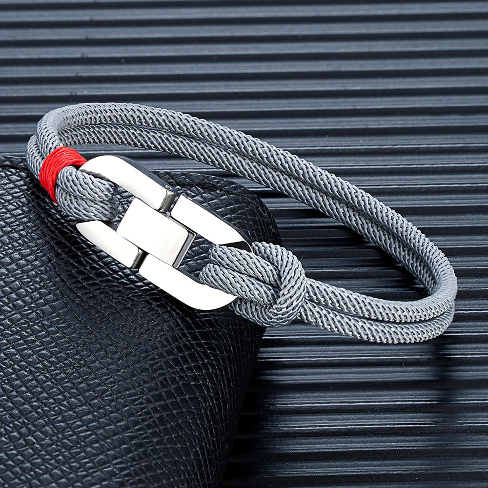 Braided Rope & Steel Anchor Bracelet – Couples Nautical Style