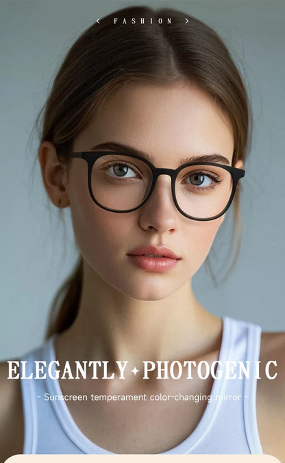 Gafas de sol fotocromáticas de montura grande - Gafas de moda UV400 para oficina y exterior