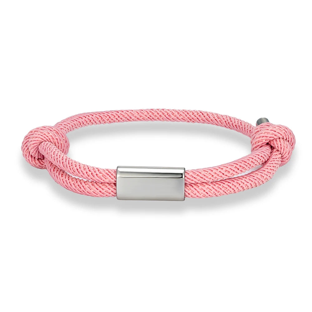 Personalized Rope Bracelet – Custom Name Engraving | Unisex Boho Nautical