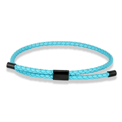 Braided Leather & Steel Adjustable Bracelet – Unisex Charm Style