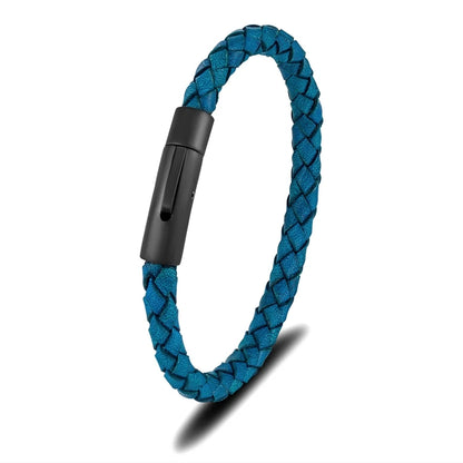 Braided Leather Bracelet with Magnetic Clasp - Premium Golf Accessory