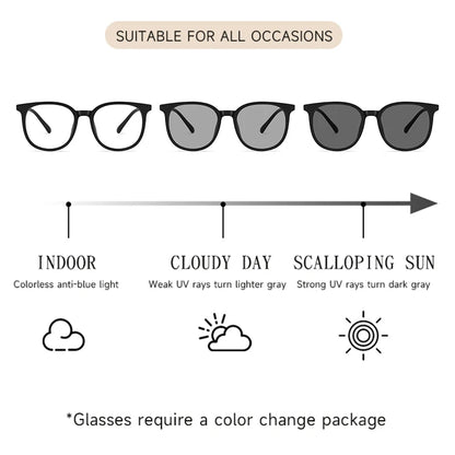 Gafas de sol fotocromáticas de montura grande - Gafas de moda UV400 para oficina y exterior