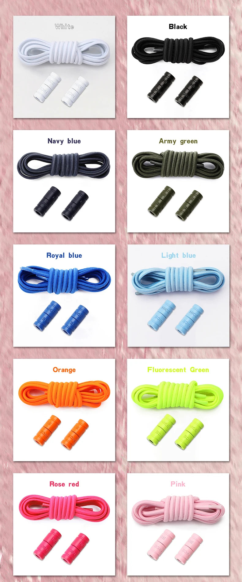 No-Tie Elastic Shoelaces with Color Buckle