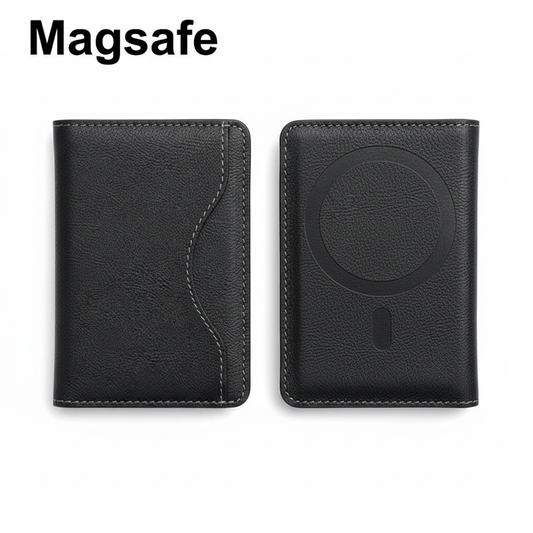 Black Leather MagSafe Wallet - White Background