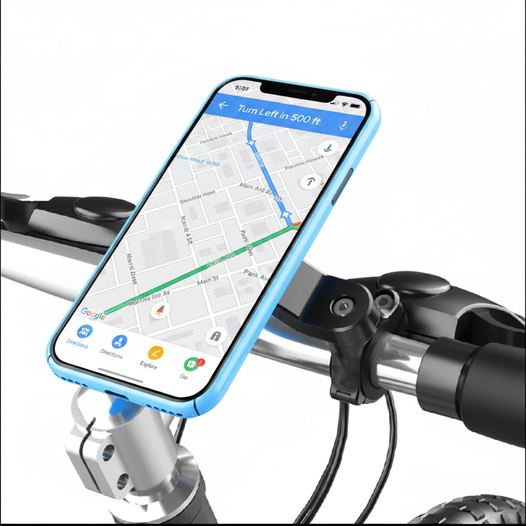 Shockproof Bike & Motorcycle Phone Mount – Rotating Handlebar Holder | 4.7–7.2" (5 Configs)