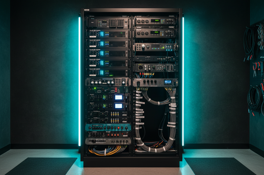 Professional Amplifier Rack Installation with Cable Management