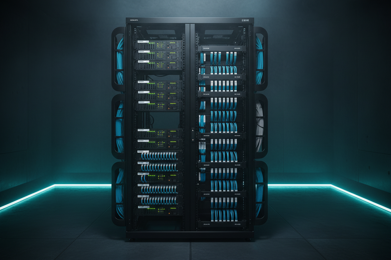 Professional Network Rack Installation - Organized Cable Management