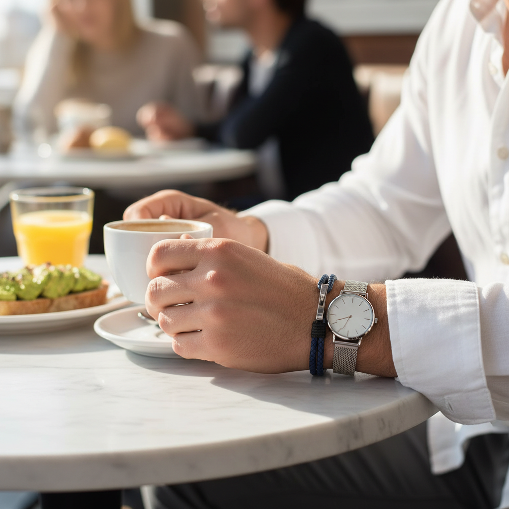 Leather Square Buckle - Café brunch