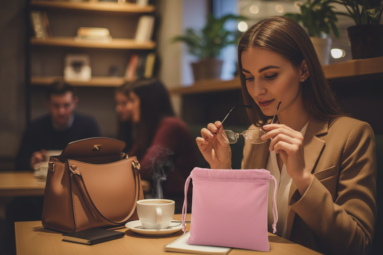 Microfiber Pouch - Café lifestyle