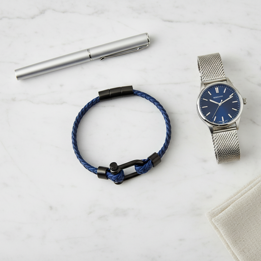 Minimalist Bracelet flat lay mármol
