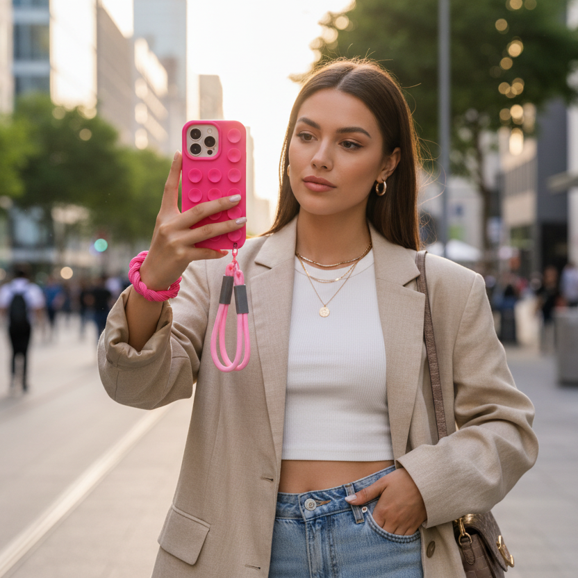 Mujer case rosa