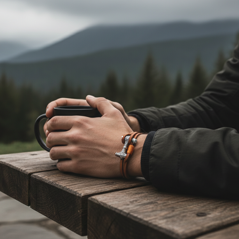 Viking Bracelet en mesa rústica